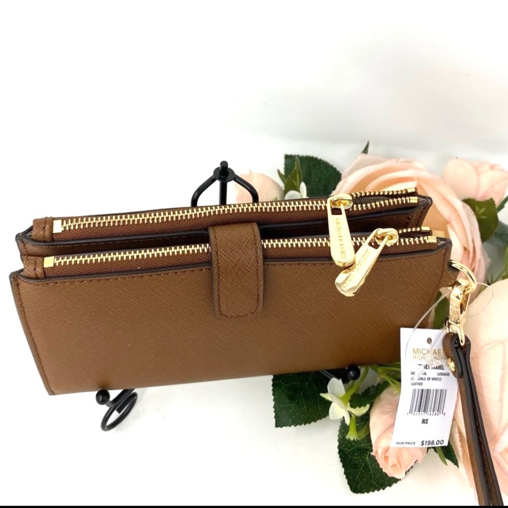 Michael Kors Doublizip Wristlet Wallet Large Brown - Picture 4 of 5